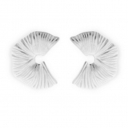 Stainless steel findings earrings&nbsp;/&nbsp;earpins C-shaped with loop Silver