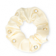 Scrunchie hair tie silky with eyes Beige-Gold