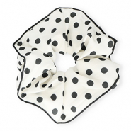 Scrunchie hair tie XL dots White-Black