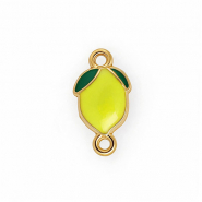 Stainless steel findings connector with enamel lemon Gold-Yellow-Green