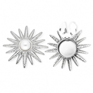 Stainless steel button covers sun with imitation pearl Silver-White