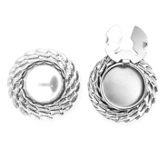 Stainless steel button covers round with imitation pearl Silver-White