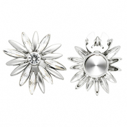 Button covers flower Silver-Crystal