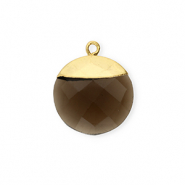 Natural stone charms Quartz round Taupe-Gold