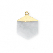Natural stone charms moonstone hexagon White-Gold