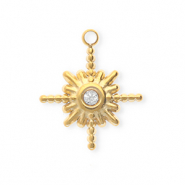 Stainless steel charms with strass star Gold-Crystal