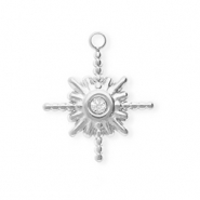 Stainless steel charms with strass star Silver-Crystal