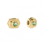 Stainless steel beads spacer with strass 6mm Gold-Green