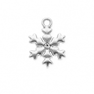 Stainless steel charms with strass snowflake Silver-Crystal