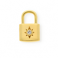 Stainless steel charms with strass clasp with star Gold-Crystal