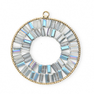 Top faceted charms round Gold-Grey-AB Coating