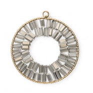 Top faceted charms round Gold-Grey