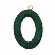 Acrylic charms with macramé bead oval Dark Green Metallic-Gold