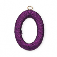 Acrylic charms with macramé bead oval Purple Metallic-Gold