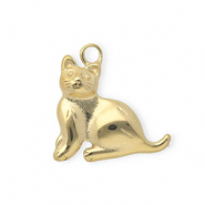 Stainless steel charms cat Gold