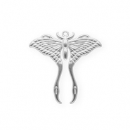 Stainless steel charms luna moth Silver