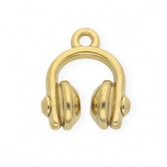 Stainless steel charms headphones Gold