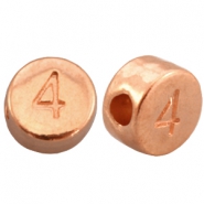 DQ metal number beads # 4 Rose gold (nickel free)