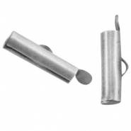 DQ European metal slider end cap 15x6mm Antique Silver (nickel free)