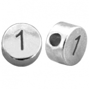 DQ European metal number beads # 1 Antique Silver (nickel free)