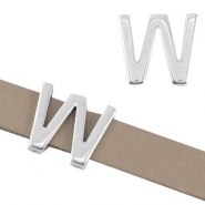 DQ metal letter slider "W" &Oslash;10.3x2.3mm Antique silver (nickel free)