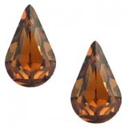 Swarovski Elements different shapes 4328 - 10x6mm drop shaped gold foiled Smoked topaz