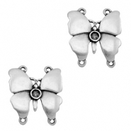 TQ metal charms connector butterfly with settings Antique silver