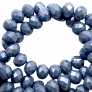 Top faceted beads 4x3mm disc Air force blue-pearl high shine coating