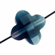 Fashion faceted beads clover Deep Montana Blue
