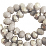 Top faceted beads 6x4mm disc Greige taupe-half champagne pearl shine coating
