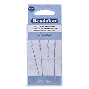 Beadalon Collapsible Eye Needles 6.4mm heavy Silver