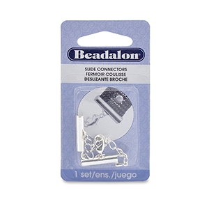 Beadalon Slide Connector (20 mm) with Lobster and Extension Clasp 5 cm Silver