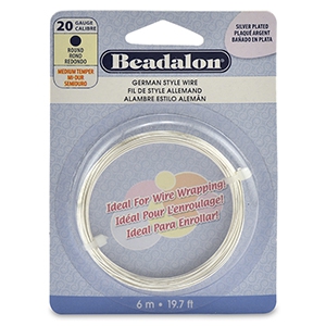 Beadalon German Style Wire 20Gauge Round Silver