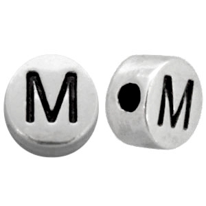 Metal-look beads letter M Antique Silver