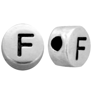 Metal-look beads letter F Antique Silver