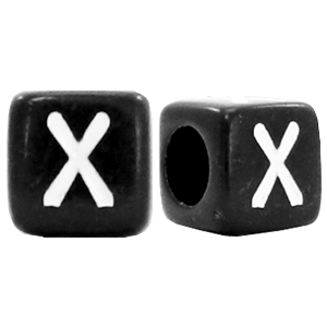 Acrylic letter beads letter X Black