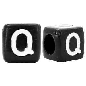 Acrylic letter beads letter Q Black