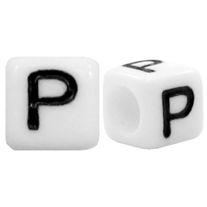 Acrylic letter beads letter P White