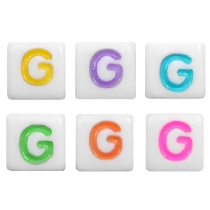 Acrylic letter beads letter G Multicolour-White