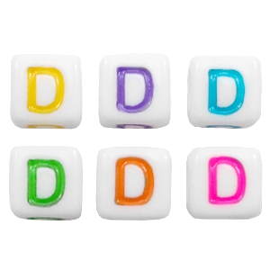 Acrylic letter beads letter D Multicolour-White