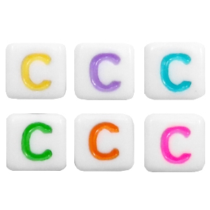 Acrylic letter beads letter C Multicolour-White