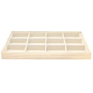 Jewellery display 12 compartments Natural-Linen White