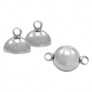 Stainless Steel findings magnetic clasp ball 10mm Antique Silver