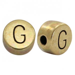 DQ European metal letter beads G Antique Bronze (nickel free)