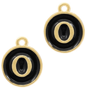 Metal charms letter O Gold-Black