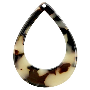 Resin pendants drop 45x34mm Cream-Black