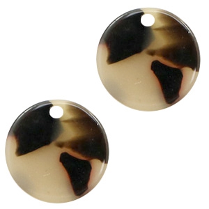 Resin pendants round 12mm Cream-Black