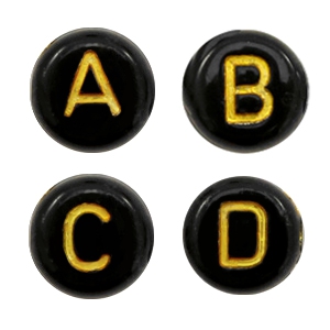 Acrylic letter beads mix Black-Gold