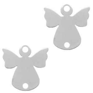 Stainless steel charms connector angel Silver