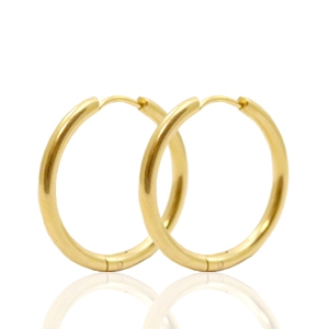 Stainless Steel earrings creole 25mm Gold